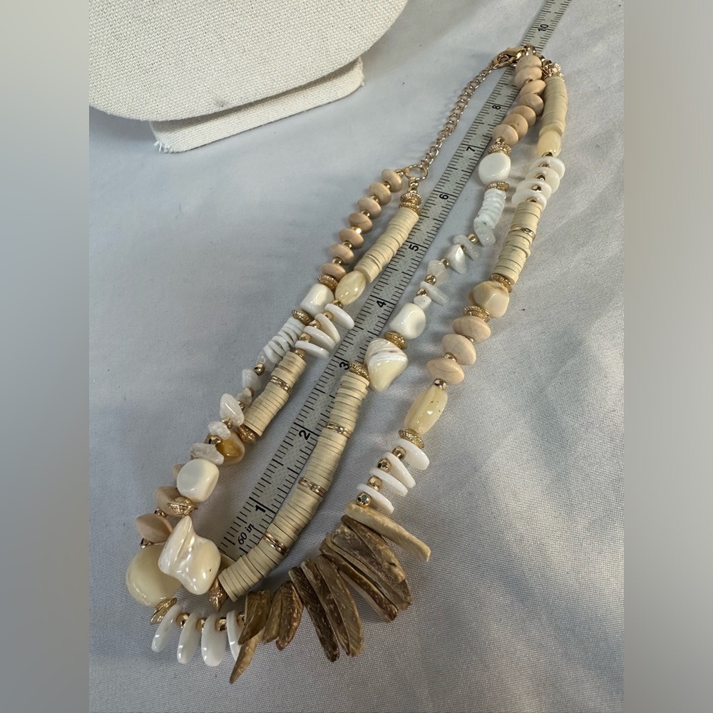 Neutral Beach Chic Double Strand Statement Neckla… - image 3